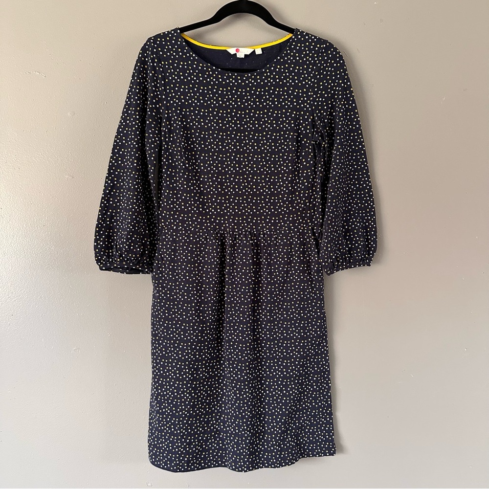 Boden Odelia Knee Length Dress | Navy With Yellow + White Stars